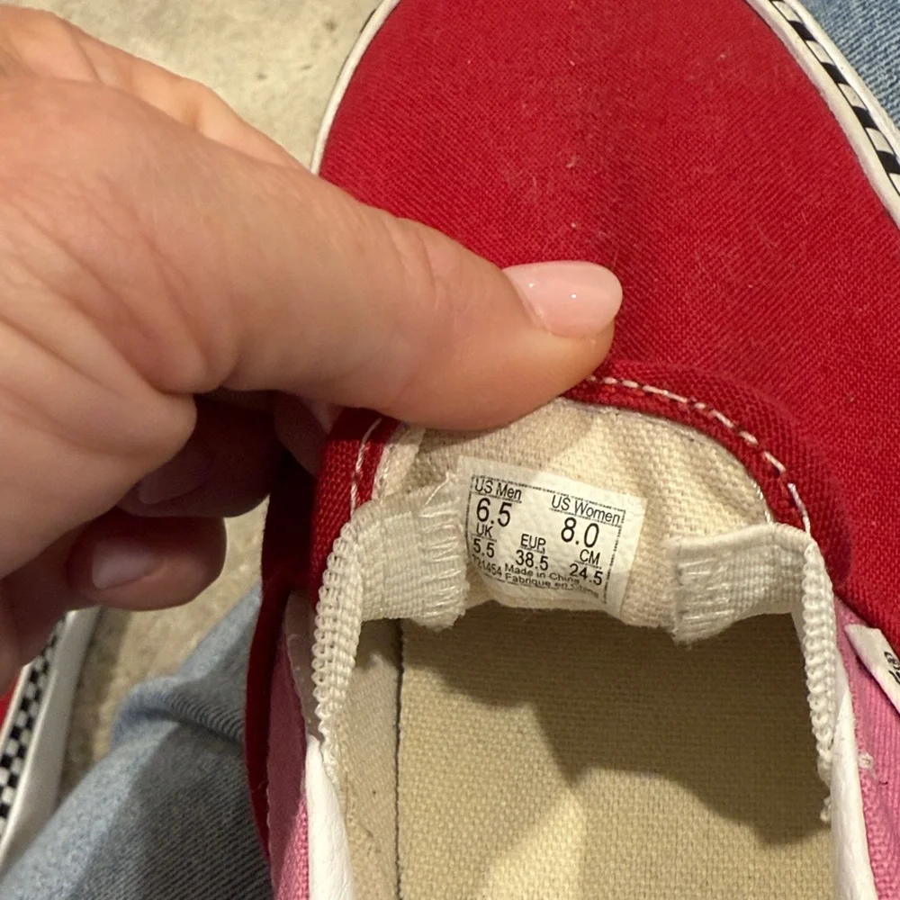 Vans Two-Tone Red and Pink Slip-Ons M 6.5/ W 8 - Picture 4 of 8